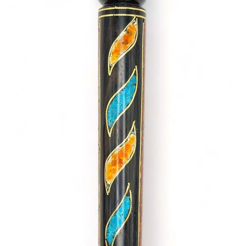 عصا عكاز من خشب الابنوس مرصعة بالفيروز و الكهرمان...