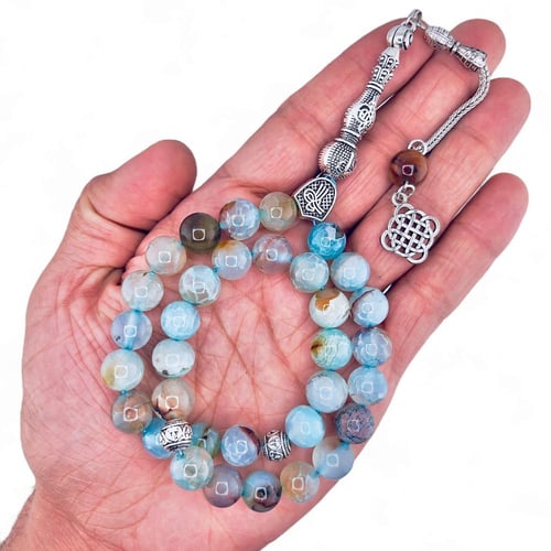 سبحة حجر عقيق طبيعي - 10 ملي