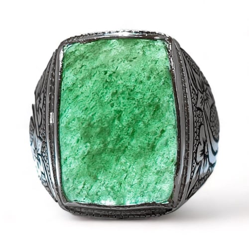 خاتم زمرد رجالي فضة عيار 925