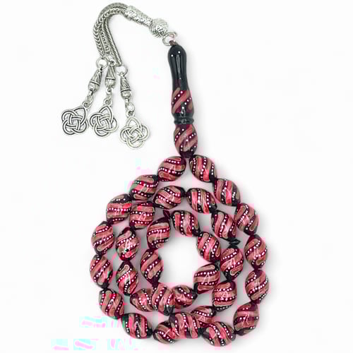 سبحة كوك مطعم معدن انتيمون مع لون المرجان الاحمر