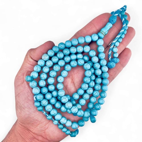 سبحة فيروز ازرق افريقي - 8 ملي 100 خرزة مع عداد