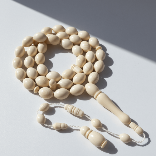 سبحة عاج ناب الفيل طبيعي - 39 خرزة 10 ملي