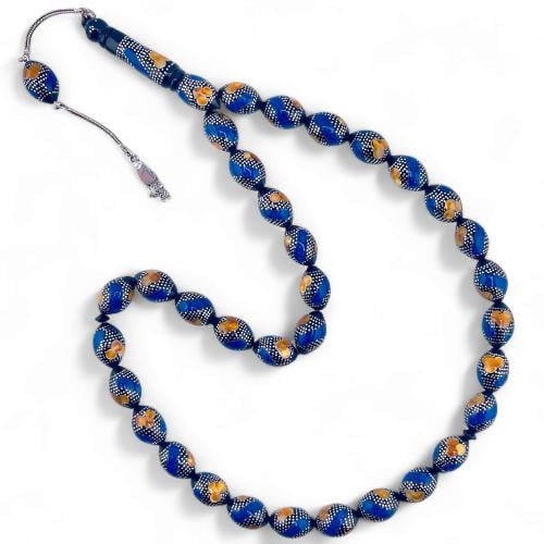 سبحة كوك فاخر مطعم بالفضة عيار 999 و حجر اللازورد...