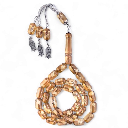 سبحة بكلايت شفاف بصدف البحر الطبيعي - 11 ملي