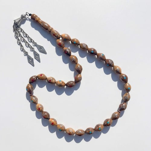 سبحة كوك طبيعي مطعم معدن انتيمون