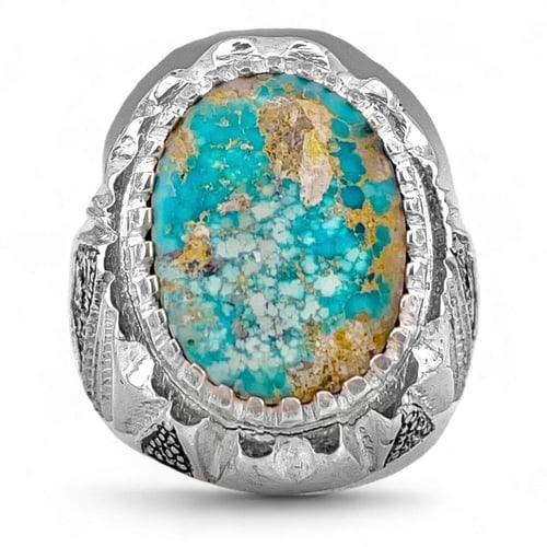 خاتم رجالي بحجر كريم فيروز نيشابوري – جودة وفخامة