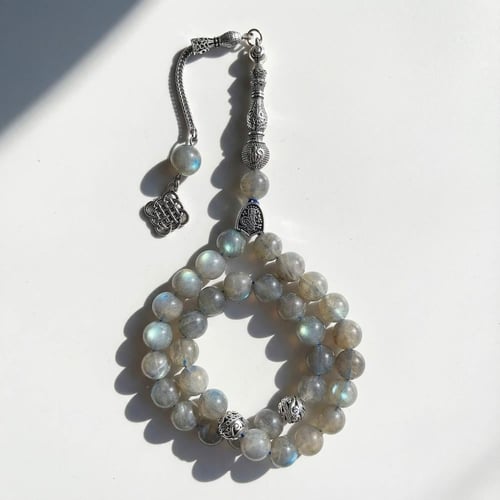 سبحة حجر اللابرادوريت الطبيعي درجة اولى : ومضات ال...