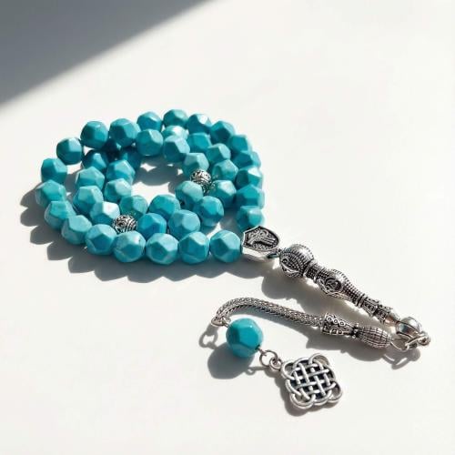 سبحة حجر فيروز برازيلي - 10 ملي 45 خرزة