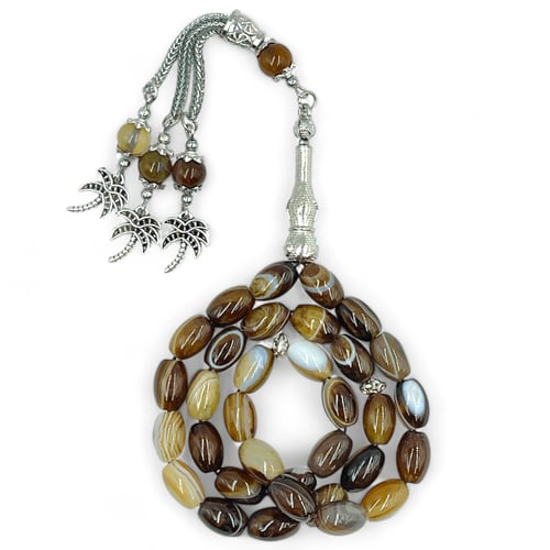 سبحة حجر عقيق سليماني - 33 خرزة 9 ملي