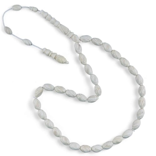 سبحة عظم جمل طبيعي منقوش نقش يدوي 10 ملي