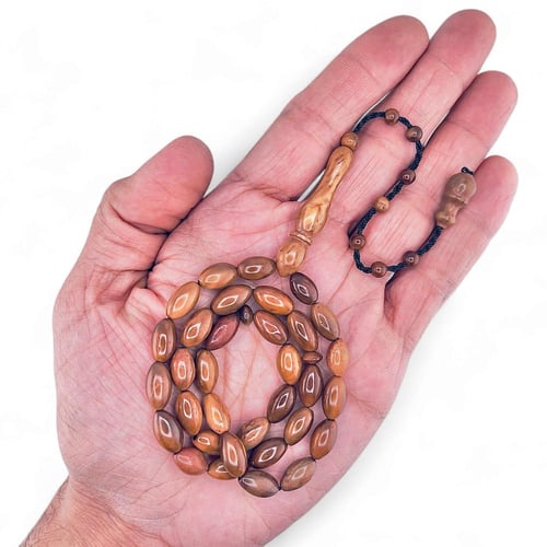 سبحة خشب كوك طبيعي - 7 ملي 33 خرزة نواعم