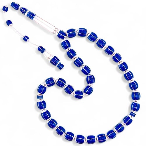 سبحة عاج ناب الفيل طبيعي مع كسر حجر اللازورد و الف...