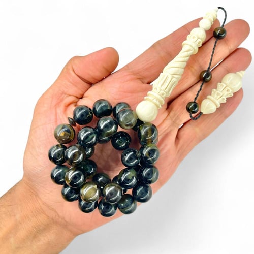 سبحة ظهر سلحفاة (ترسه) وعاج فيل أفريقي منقوش 33 خر...