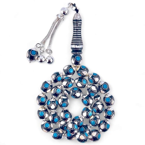 سبحة يسر مطعمة بالفضة فاخرة عيار 925 مطعمة بالفيرو...