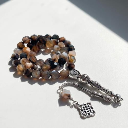 سبحة حجر العقيق السليماني - 10 ملي 45 خرزة