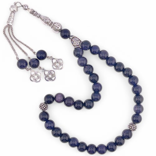 سبحة حجر النجوم الكحلي – 33 خرزة حجم 10 ملي