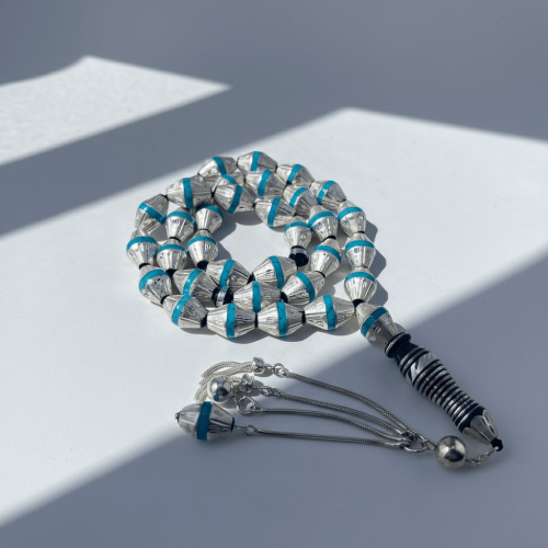 سبحة يسر مغلف بالفضة عيار 925 مع فيروز طبيعي – 33...