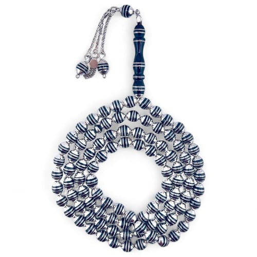 سبحة يسر بالفضة عيار 925 - 7 ملي 99 خرزة