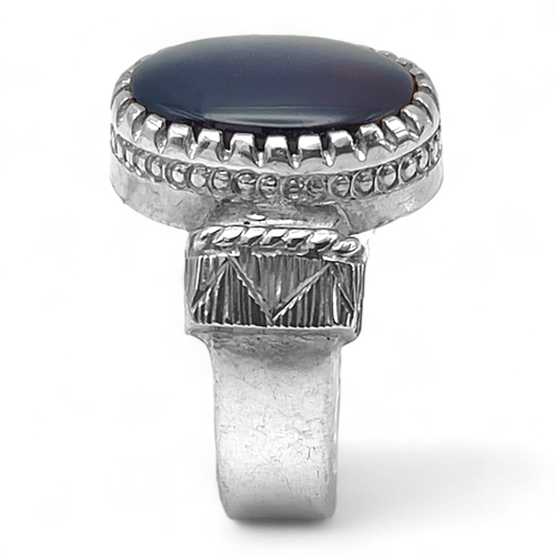 خاتم عقيق اسود ملكي فضة عيار 950