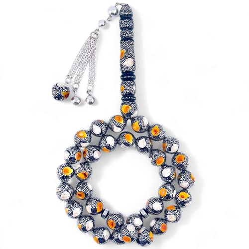 سبحة يسر مع كوك فاخر مطعم فضة عيار 1000 و عاج و كه...