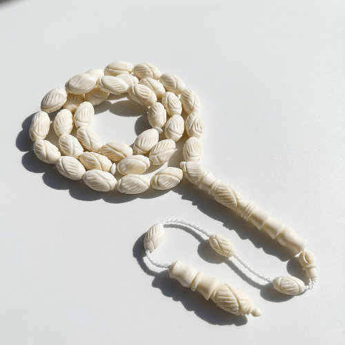 سبحة عظم جمل طبيعي منقوش نقش يدوي 10 ملي