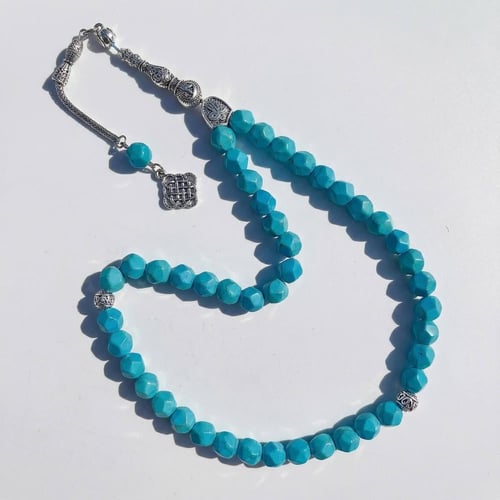 سبحة حجر فيروز برازيلي - 10 ملي 45 خرزة