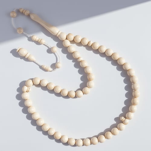 سبحة عاج ناب الفيل طبيعي - 49 خرزة 9 ملي