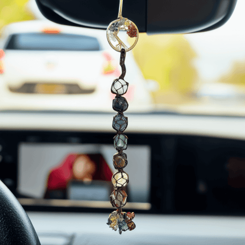 تعليقة سيارة : شجرة الحياة بأحجار الشفاء السبعة