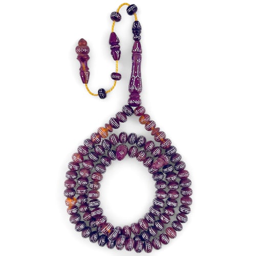 سبحة فاتوران الماني حرباء مطعم بالفضة - 8 ملي 99 خ...