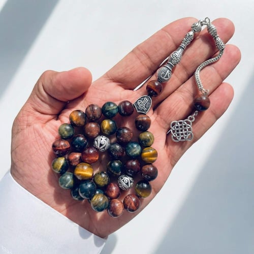 سبحة عين النمر الطبيعي ثلاثي الألوان – طاقة، ثقة،...