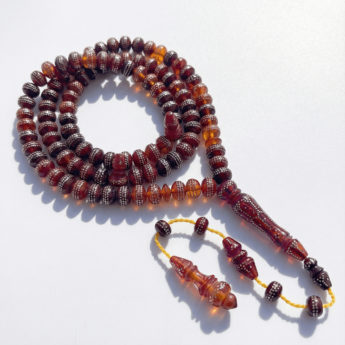 سبحة فاتوران الماني حرباء مطعم بالفضة - 8 ملي 99 خ...