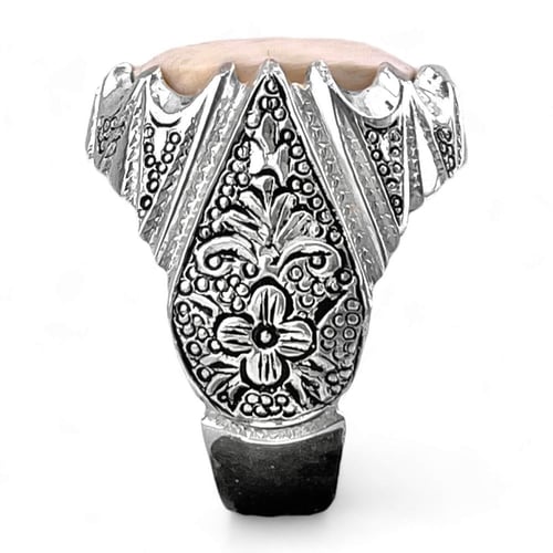 خاتم فضة رجالي من عاج ناب الفيل فضة عيار 950