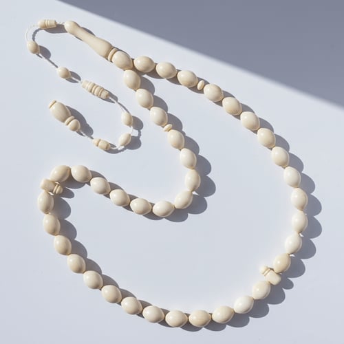 سبحة عاج ناب الفيل طبيعي - 39 خرزة 10 ملي