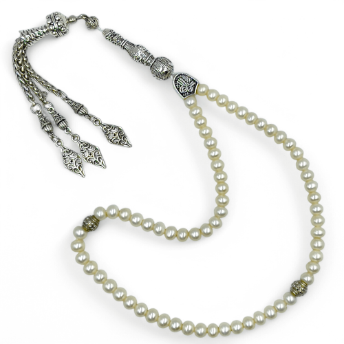 سبحة لؤلؤ طبيعي زراعي ياباني درجة اولى - 66 خرزة