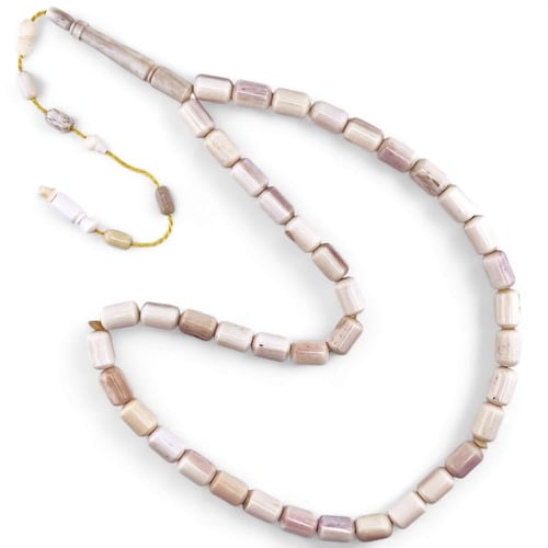 سبحة نادرة من عظم نعام طبيعي - 41 خرزة بحجم 9 ملي