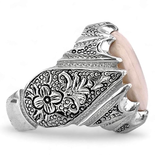 خاتم فضة رجالي من عاج ناب الفيل فضة عيار 950