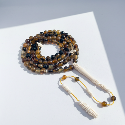 سبحة ظهر سلحفاة (ترسه) وعاج فيل أفريقي منقوش 99 خر...