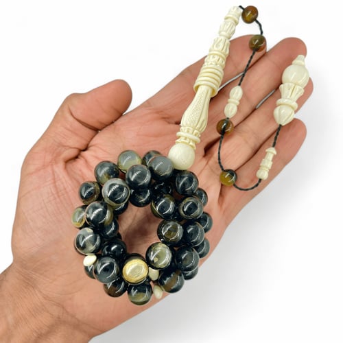 سبحة ظهر سلحفاة (ترسه) وعاج فيل أفريقي منقوش 45 خر...