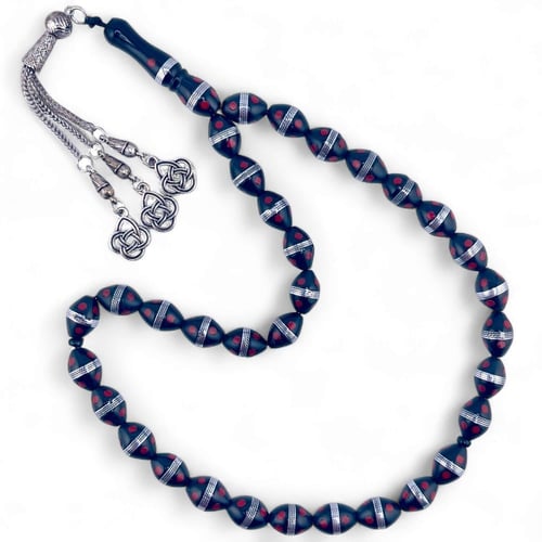 سبحة كوك مطعم معدن انتي مون - 33 خرزة 10 ملي