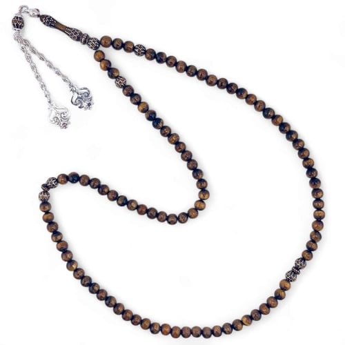 سبحة يسر بحري ذهبي نادرة وتطعيم فضة 6 ملي - هيبة ت...