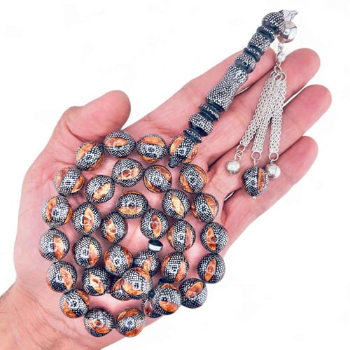 سبحة كوك مطعمة بالفضه و الشاهد يسر 13 ملي