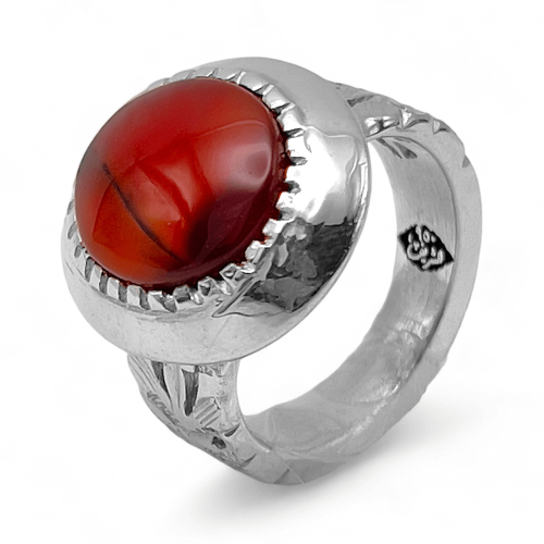 خاتم عقيق يماني ملكي فضة عيار 950