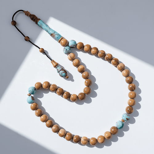 سبحة كوك طبيعي مع البكلايت بلون ازرق مخلوط - 10 مل...