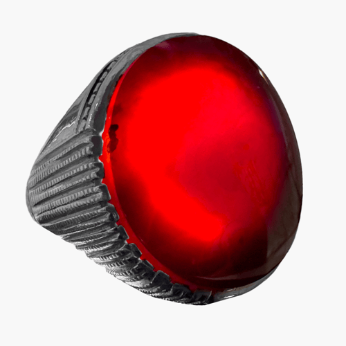 خاتم عقيق كبدي كرزي - صنع بدقة وجودة عالية