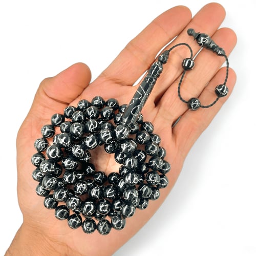 سبحة كوك مطعمة فضة اسماء الله الحسنى 99 خرزة