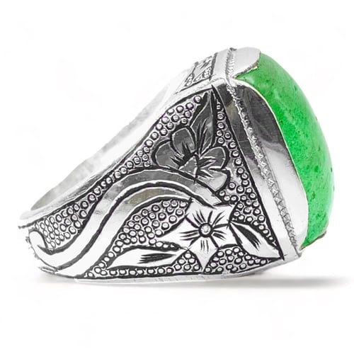 خاتم زمرد رجالي فضة عيار 925