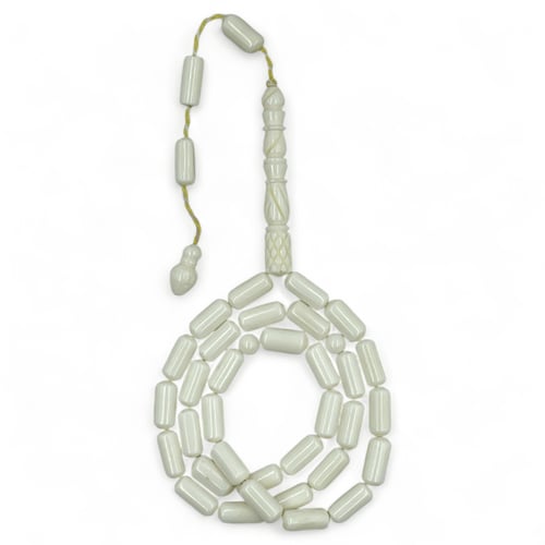 سبحة عظم جمل طبيعي الشاهد منقوش نقش يدوي 6 ملي