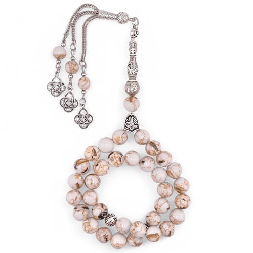 سبحة صدف البحر الابيض بعروق ذهبية – 33 خرزة - سحر...