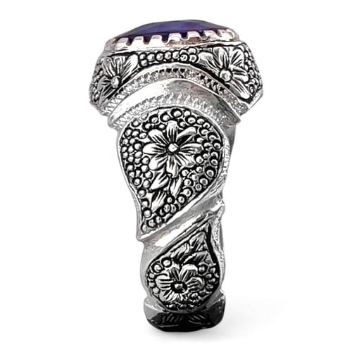 خاتم فضة رجالي بحجر زفير افريقي - فضة عيار 950