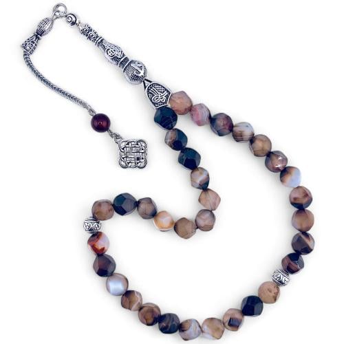 سبحة حجر العقيق السليماني طبيعي - 10 ملي 33 خرزة